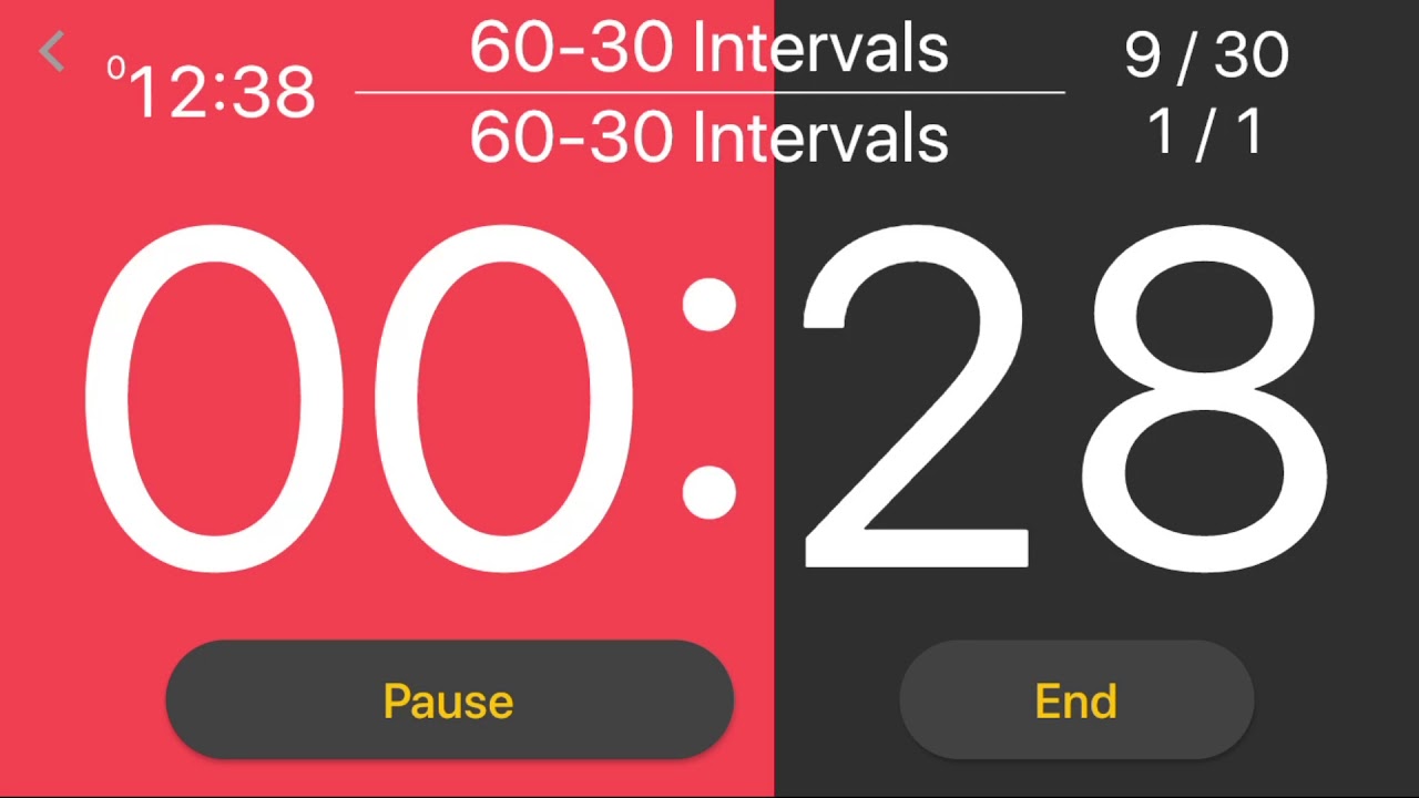 30 x (60 seconds - 30 seconds) intervals by Interval Timer: Custom Workout