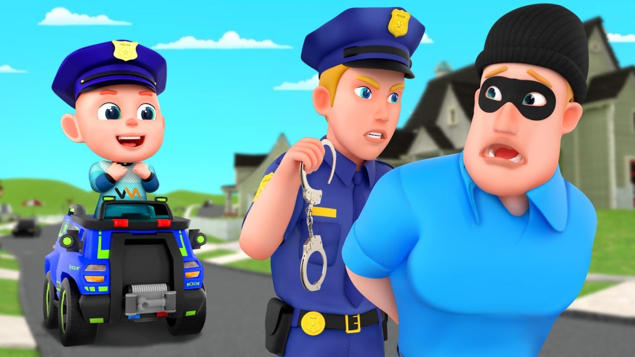 Please Help Me, Police - Police Cartoon + Wheels on the Bus | Nursery Rhymes & Kids Song