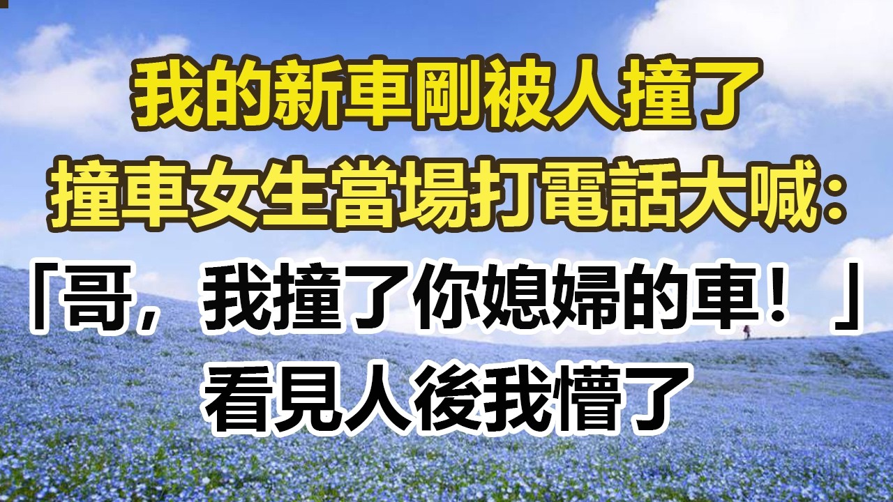 我的新車剛被人撞了，撞車女生當場打電話大喊：「哥，我撞了你媳婦的車！」看見人後我懵了。#幸福敲門 #為人處世 #生活經驗 #情感故事