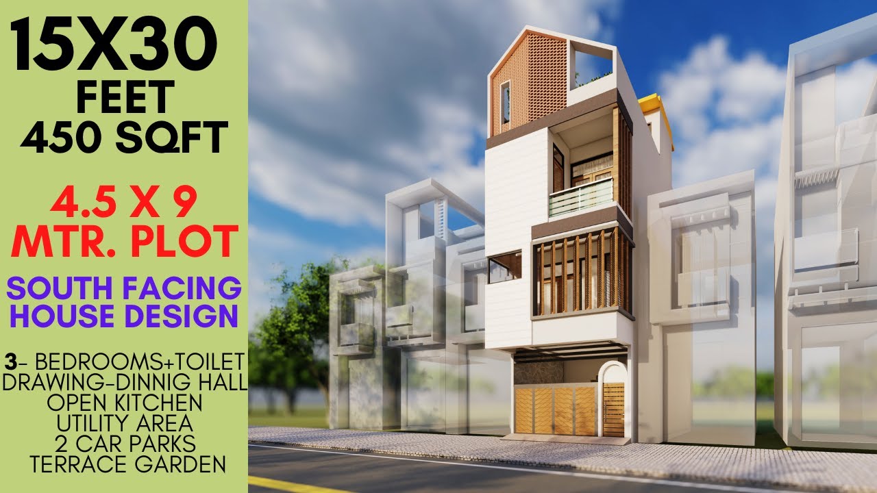 15X30 Feet | 450 sqft Modern House Design  | 4.5 X 9.0 House | ID-125