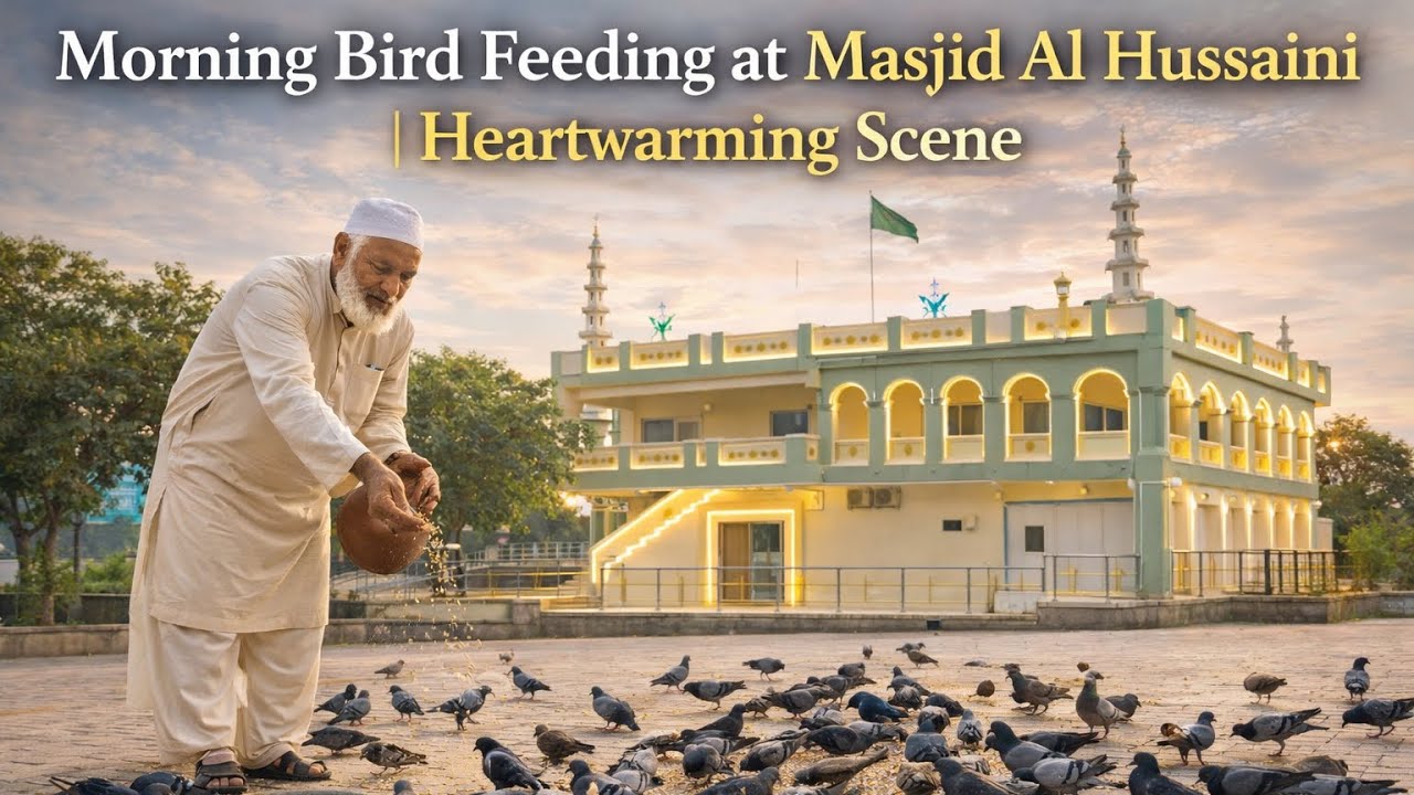 Morning Bird Feeding at Masjid Al Hussaini || Heartwarming Scene || @HajiIrshadNoorie3 