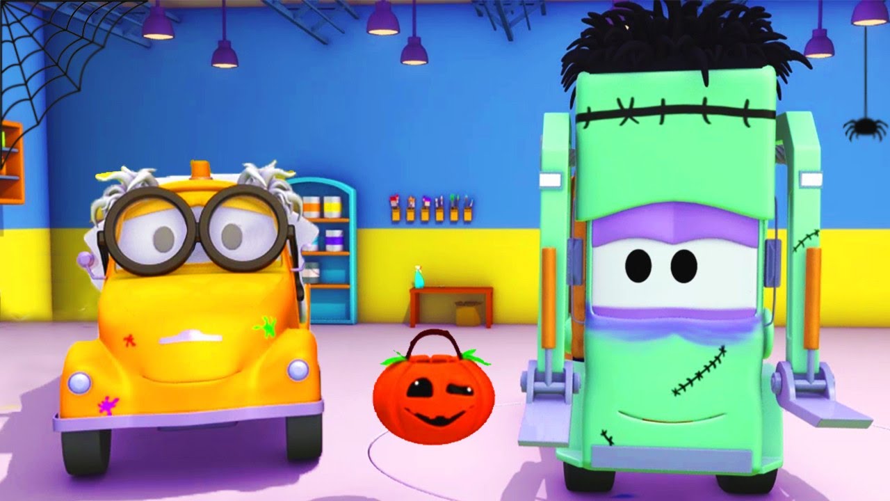 Car garage for kids -  Halloween - Gary is FRANKENSTEIN's Monster - Tom's Paint Shop in Car City