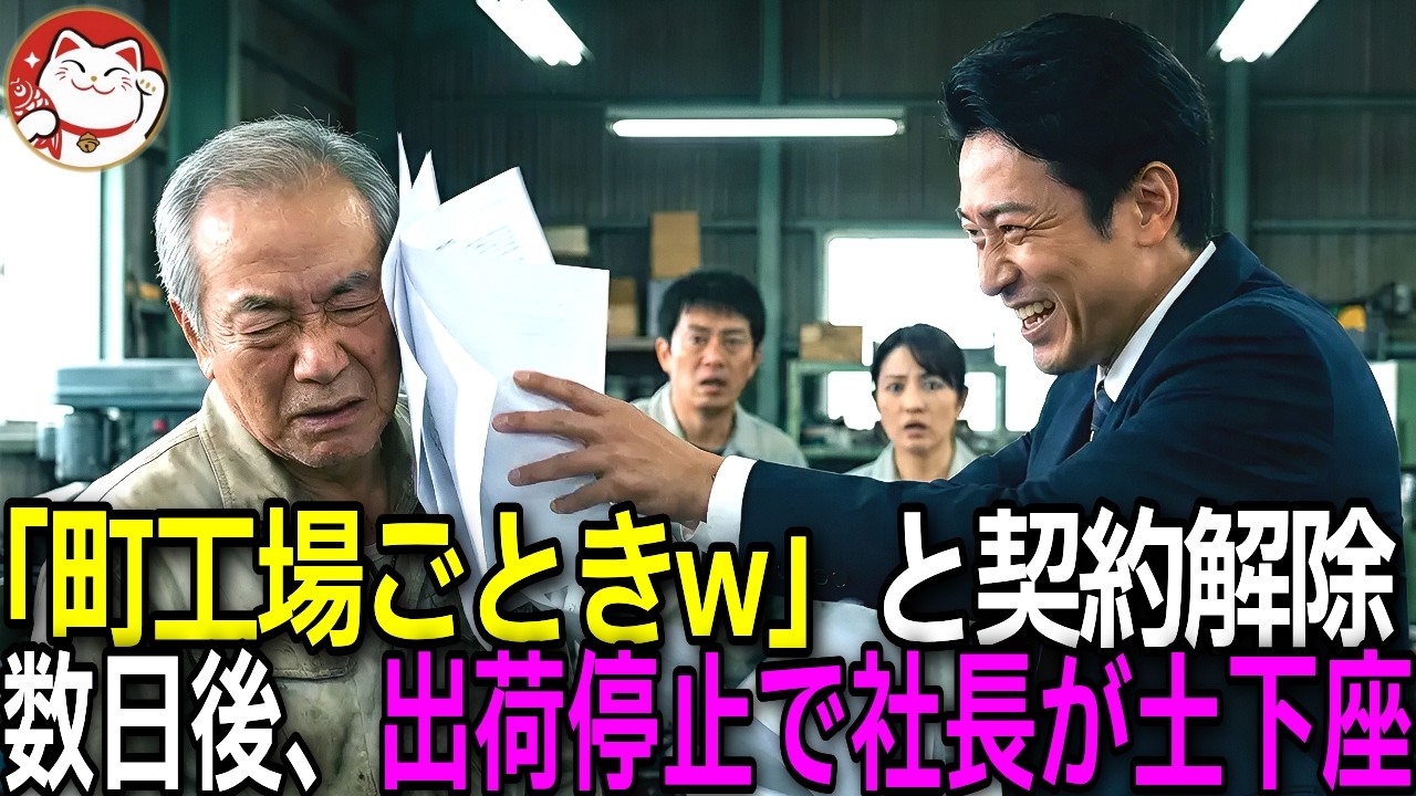 「町工場ごとき契約解除だｗ」と切り捨てた大手企業。数日後、部品不足で出荷停止になり組織崩壊！立場逆転しスカッとする結末【感動する話】【朗読】