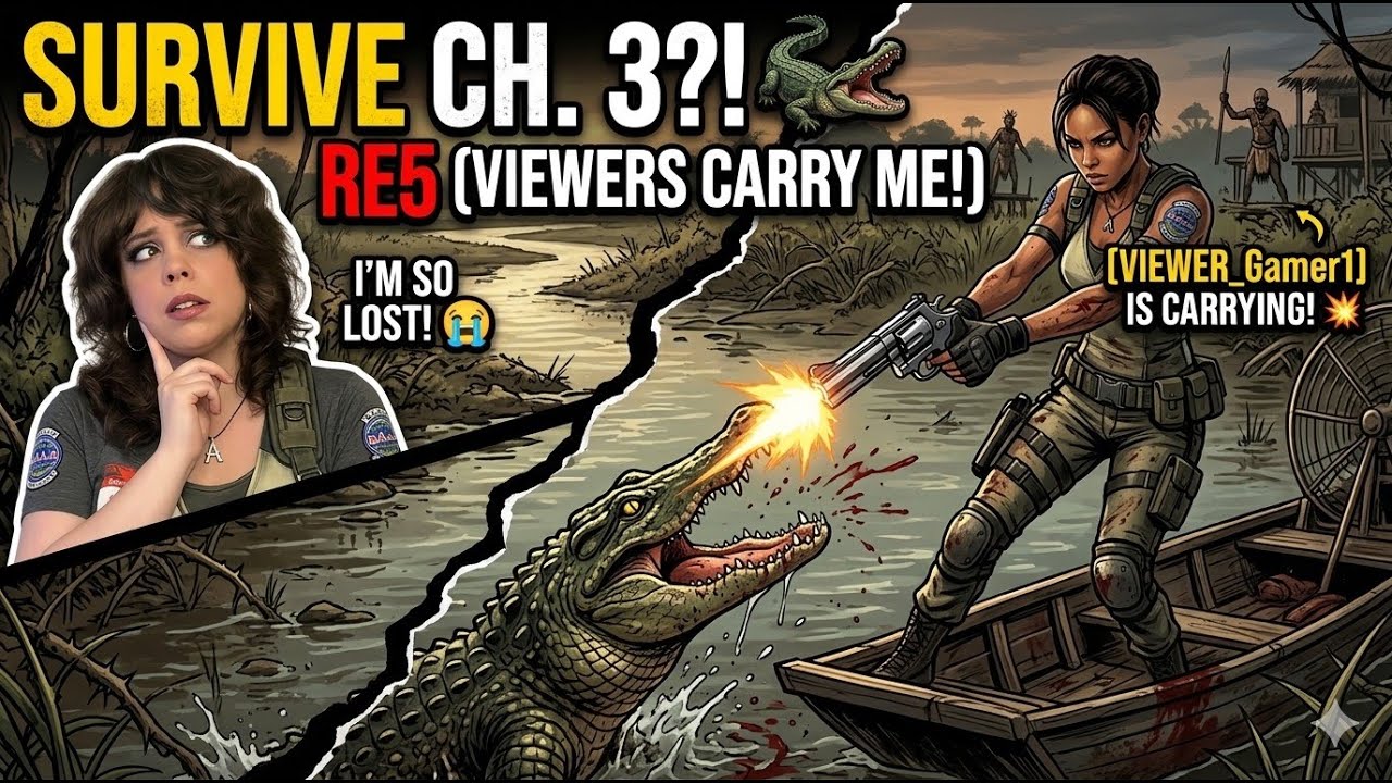 Can We SURVIVE Resident Evil 5 Chapter 3?! 🐊 (Viewers Carry Me!)