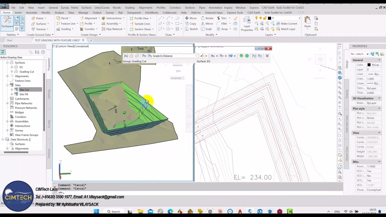 How to use Feature Lines and the Grading command in Civil3D