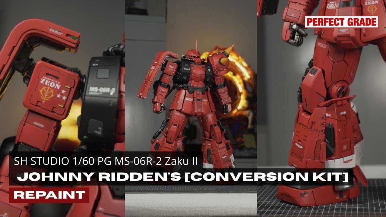 Repainting SH Studio Zaku II Johnny Ridden PG 1/60: Clean Build + Metallic  Accents