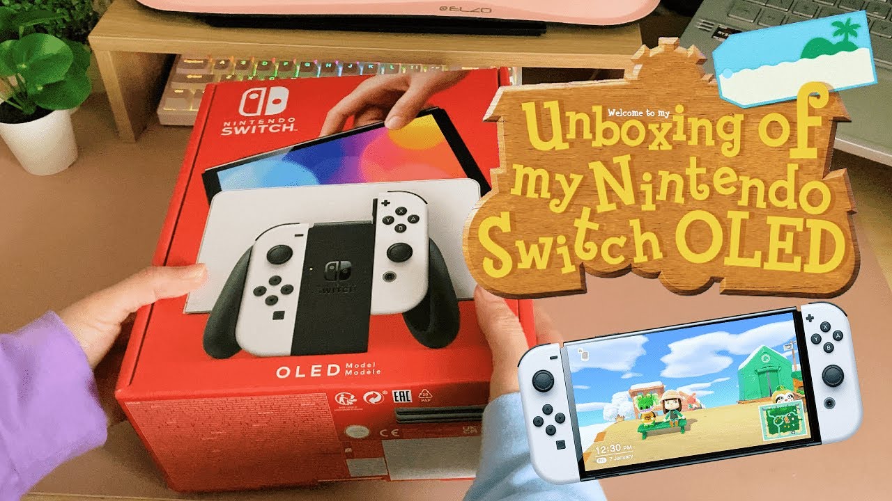 unboxing Nintendo Switch OLED | ACNH inspired 🤍