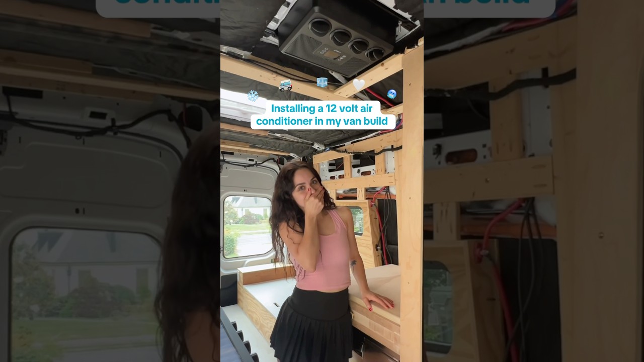 Installing a 12v air conditioner in my campervan 🚐❄️ #vanbuild #vanlife #shorts