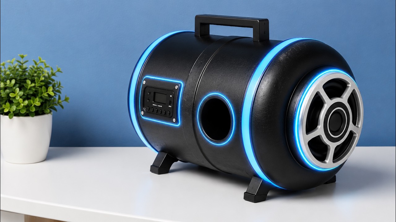 Homemade boombox Speaker Using 19L  Water Can | DIY Bluetooth Partybox with Pixel LED