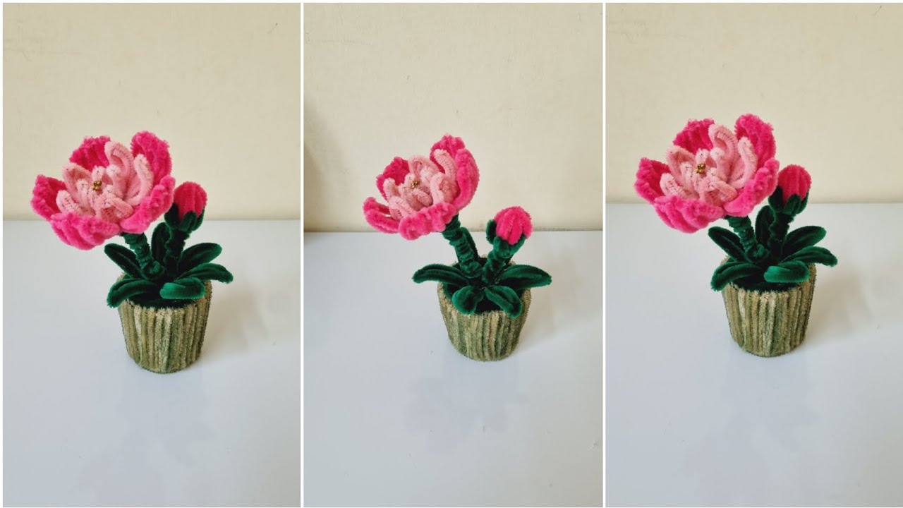 How to Make Beautiful Flower Pot With Pipe Cleaners|Handmade Gift Ideas|DIY Ideas @Crafted_Petals