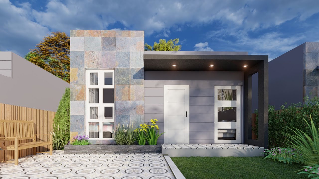 Plano de casa pequeña 6x6 metros con 2 dormitorios | Casa de interés social