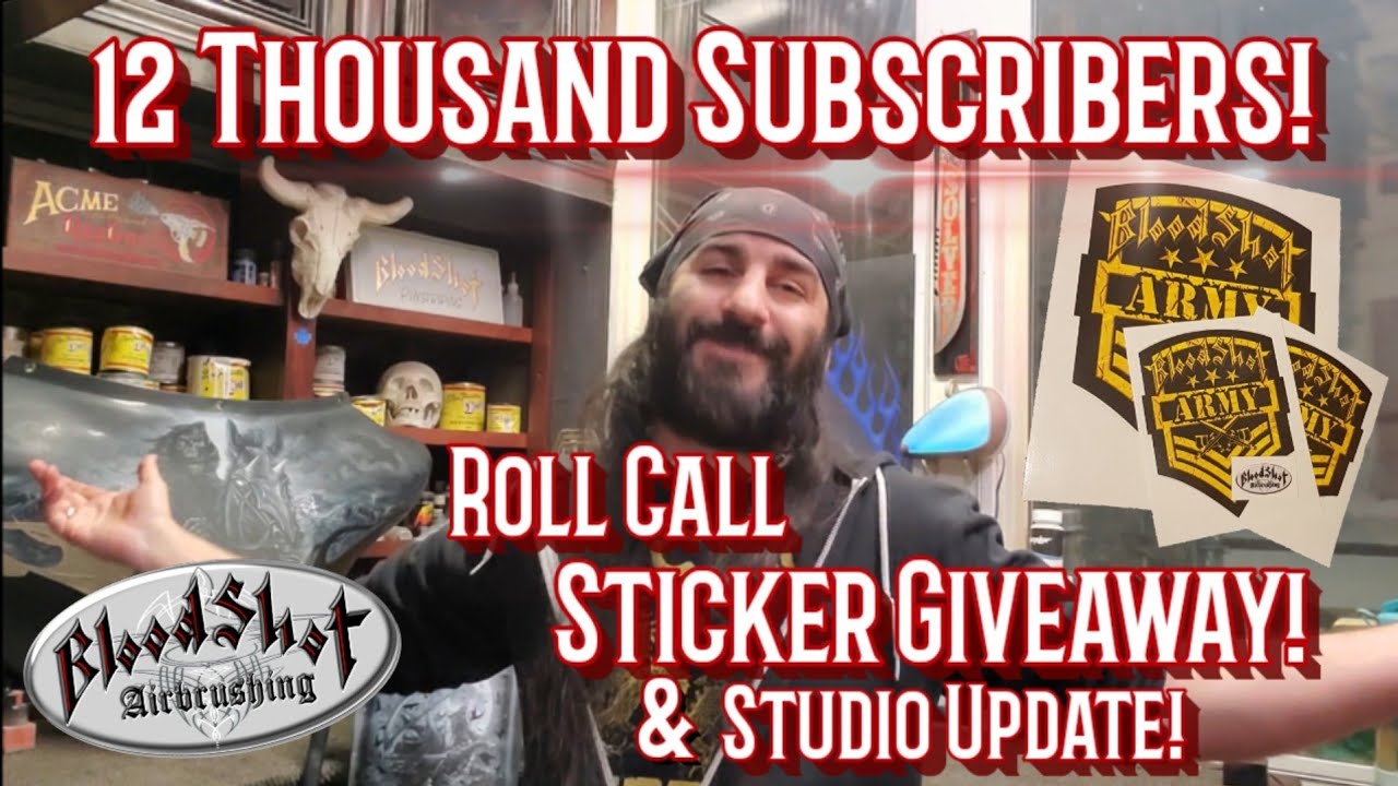 12 Thousand Subscriber Roll Call Sticker Giveaway & Studio Update Video.