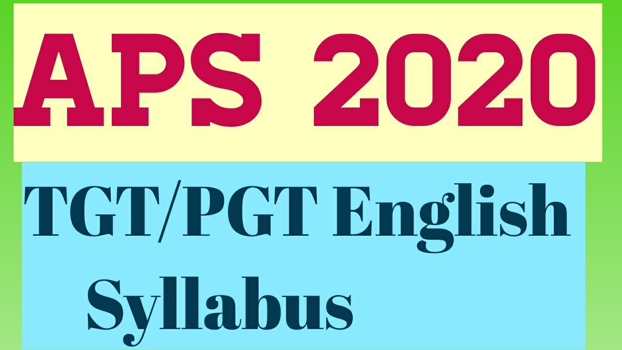 APS 2020 ENGLISH PGT TGT SYLLABUS//Army Public School 2020