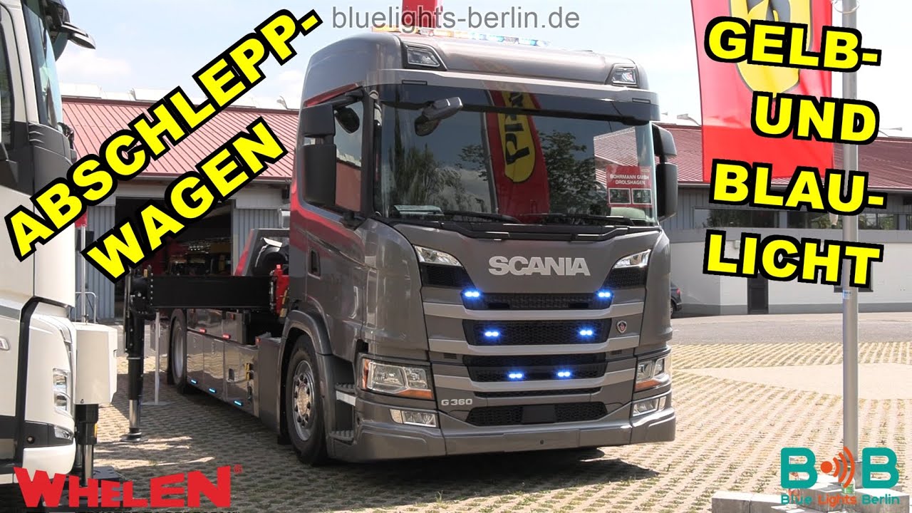 Abschleppwagen mit Sirenen🔊🟡Gelb- &🔵Blaulicht: programmierbares Whelen Core System⏩viele Blitzmuster
