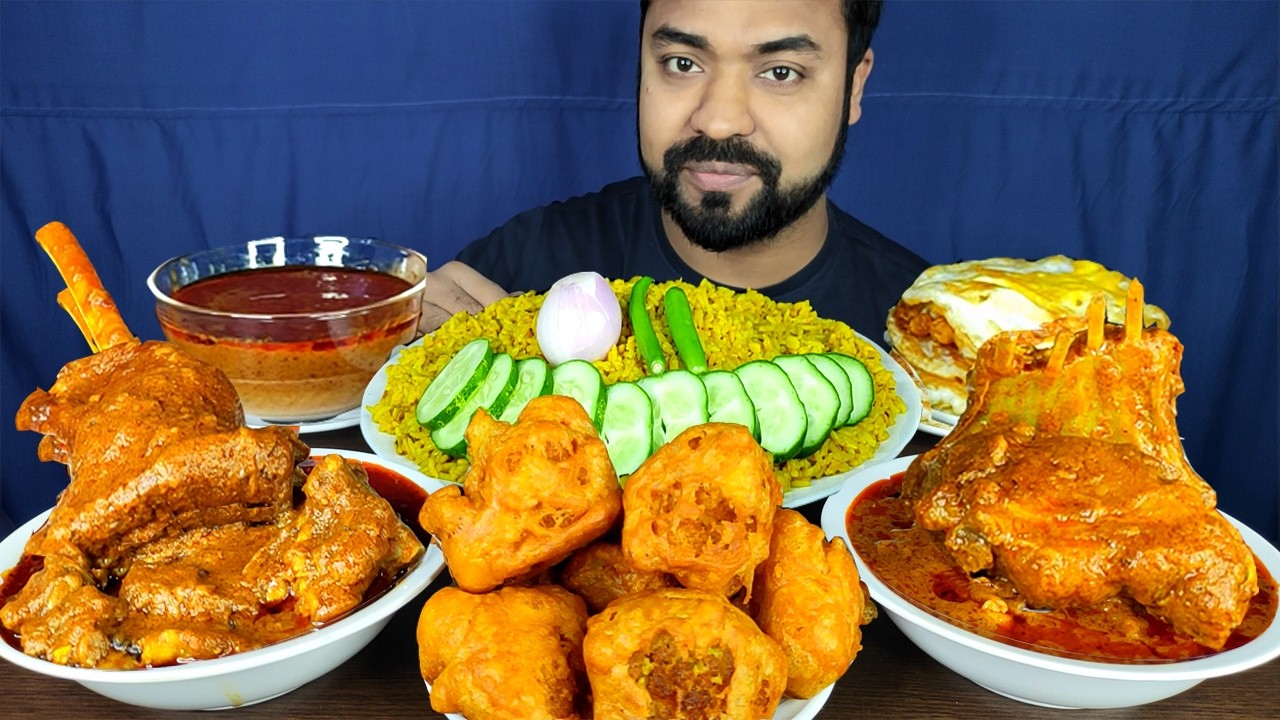 SPICY MUTTON CURRY, FRIED EGG, PAKORA, CHILI, KHICHURI, GRAVY MUKBANG ASMR EATING SHOW | BIG BITES |