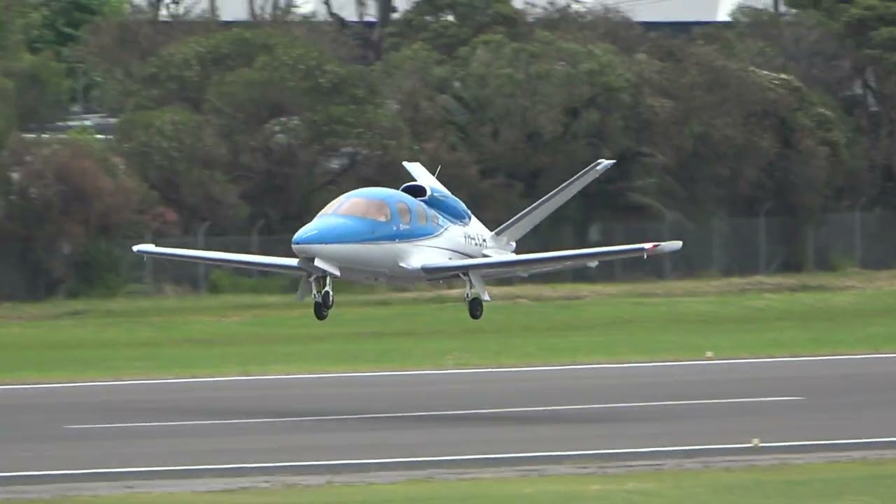 Cirrus G2 Vision Jet SF50 VH-LCR Taking off from Shellhabour Airport