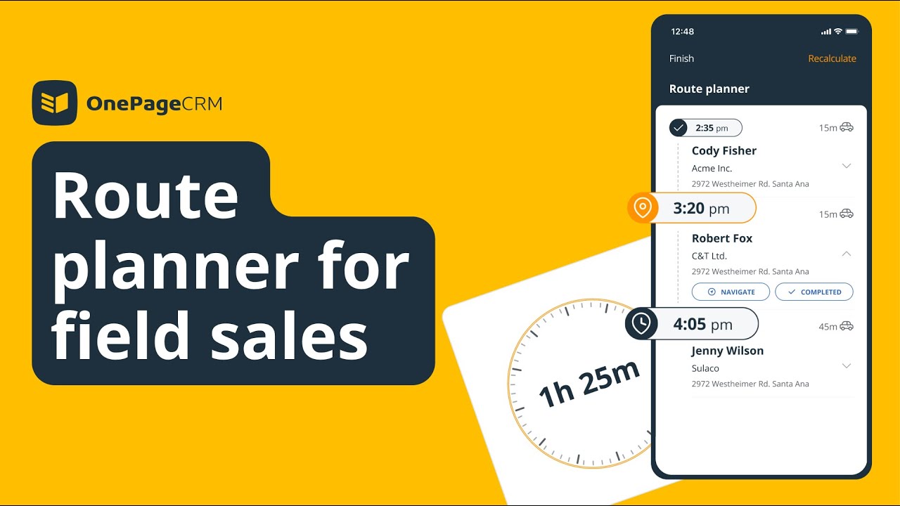 CRM Route Planning: Route Planner App for Field Sales | OnePageCRM Tutorial