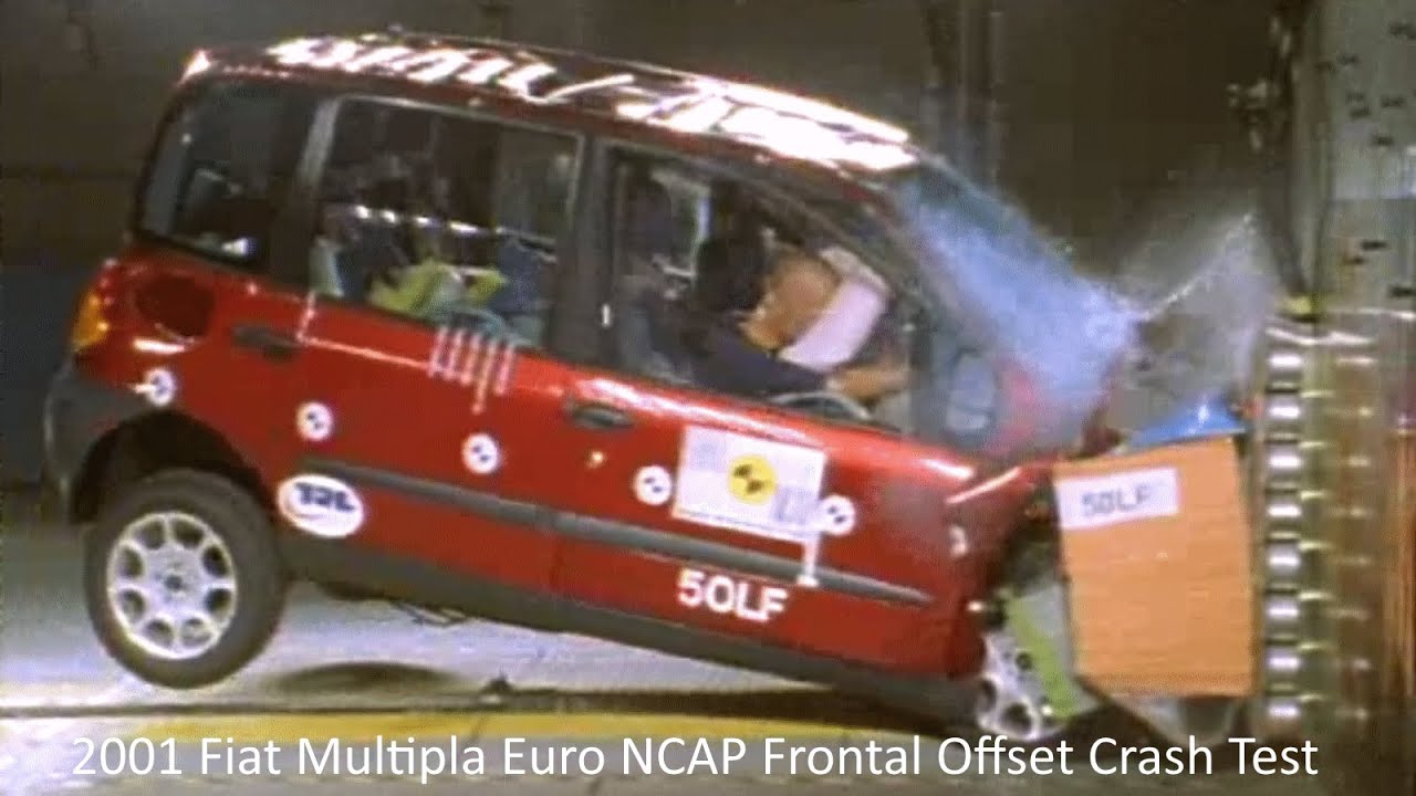 1998-2010 Fiat Multipla Euro NCAP Frontal Offset Crash Test (40% Overlap / 64 Km/h - Both Tests)
