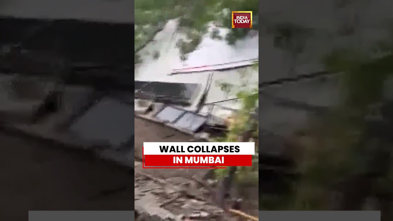 Mumbai Rain: Retaining Wall Collapses Near Residential Building In Vikhroli West #mumbai #rain