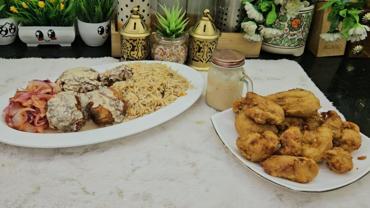 Albaik Style Fried Chicken 🍗 Plaatter with High protein  Sauce 