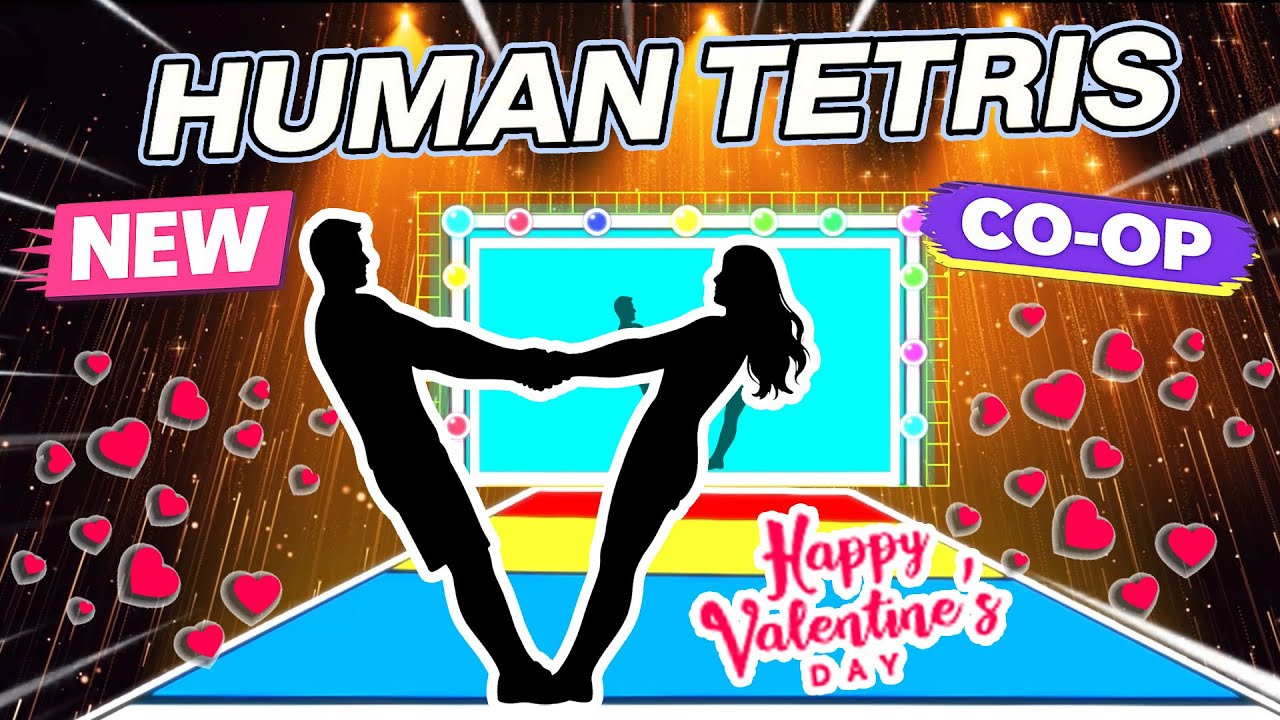 16-Min HUMAN TETRIS CO-OP | Immersive Interactive Warm Up | Valentine Version