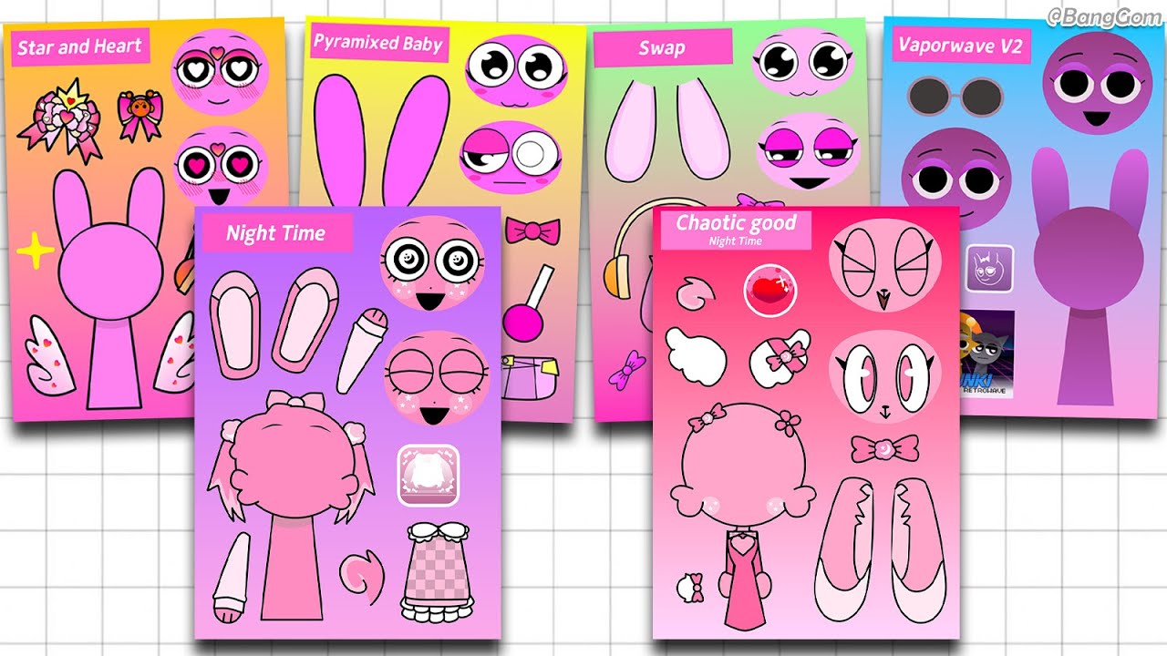 Sprunki Pinki Collection Sticker Book DIY 💗 스프런키 핑키 모음 스티커Asmr