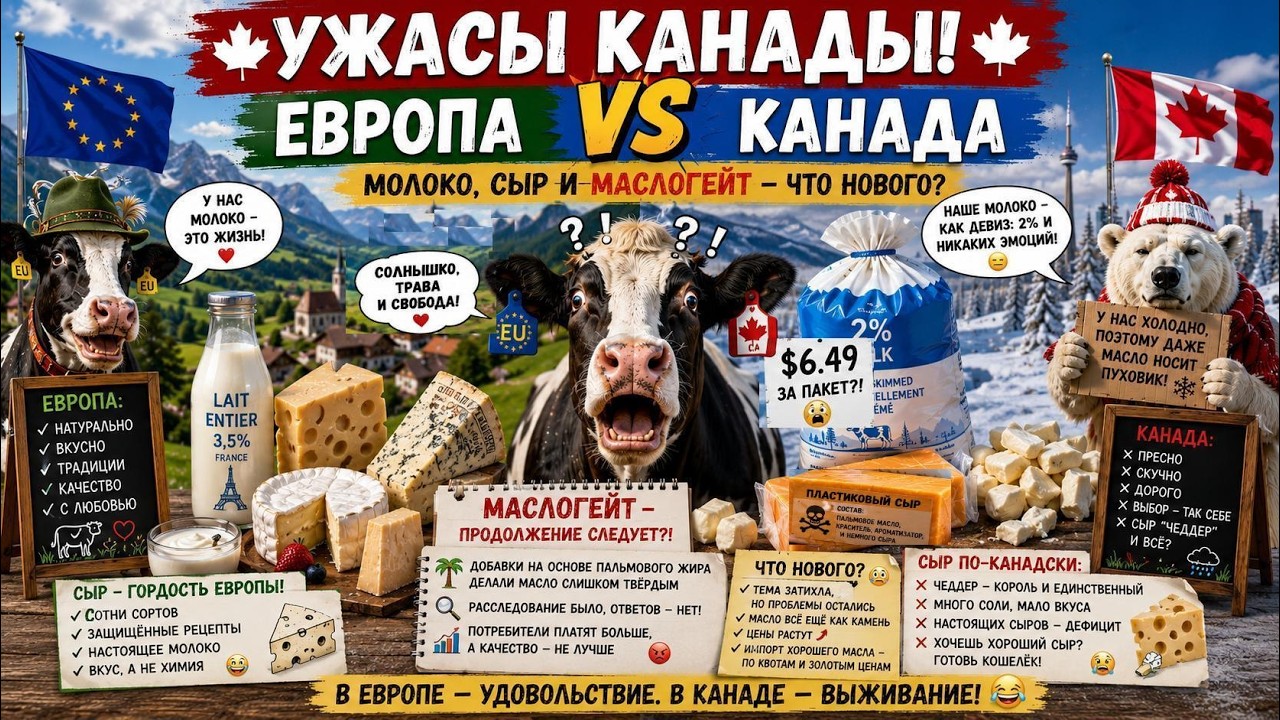 ЕВРОПА vs КАНАДА Почему канадский сыр, масло стали предметом насмешек? Правда о молоке,сыре и масле!