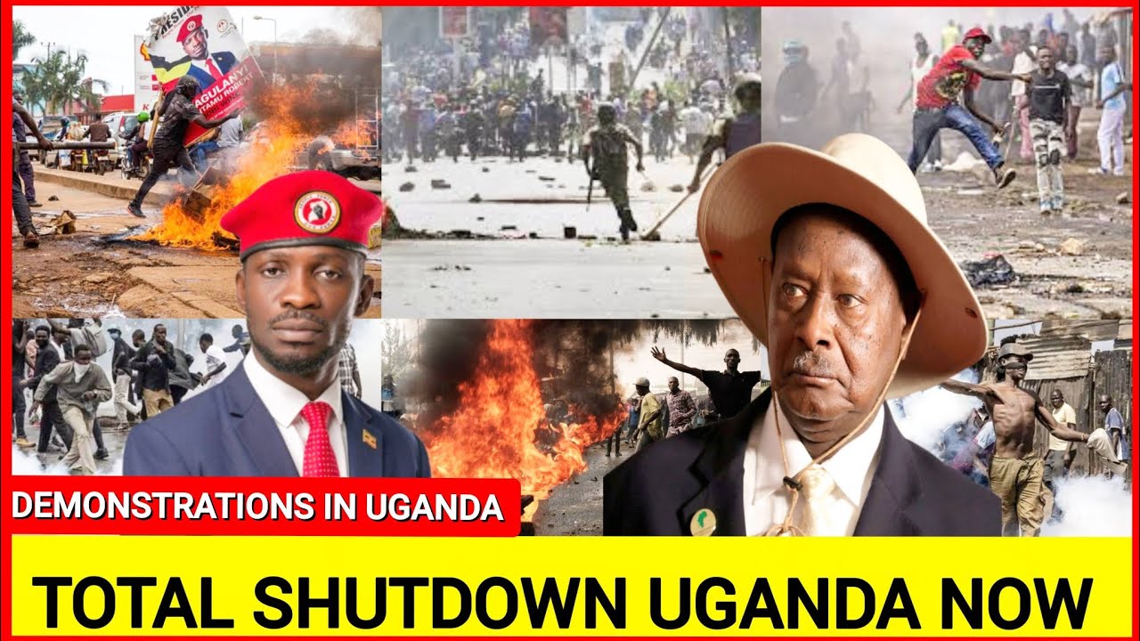 happening now live! Heavy demonstrations rocks in Uganda as Museveni plans to be declared winner