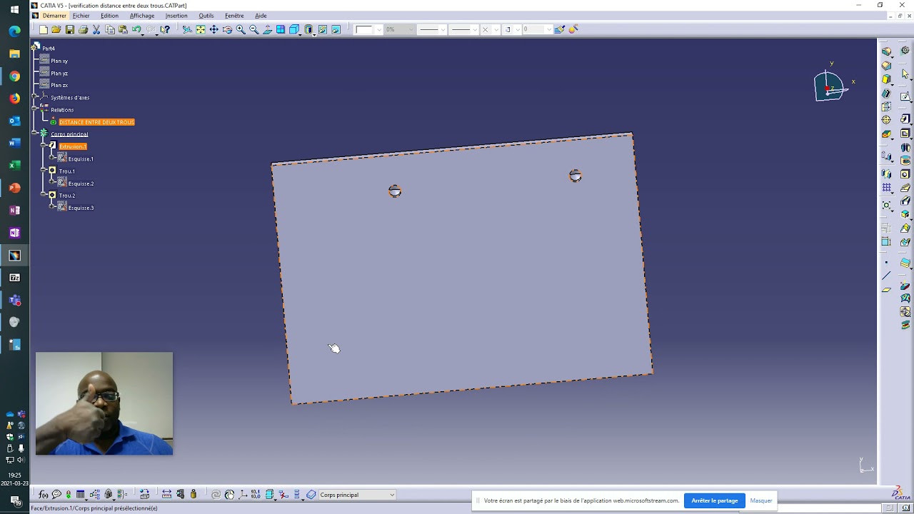 Vérification distance entre 2 trous CATIA V5 knowledge