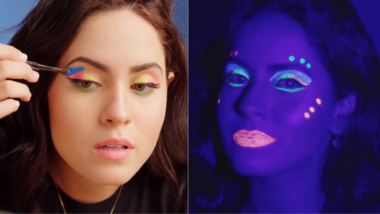 MAKE NEON: passo a passo de make divertida e que brilha na luz negra | tutorial de maquiagem | VIX