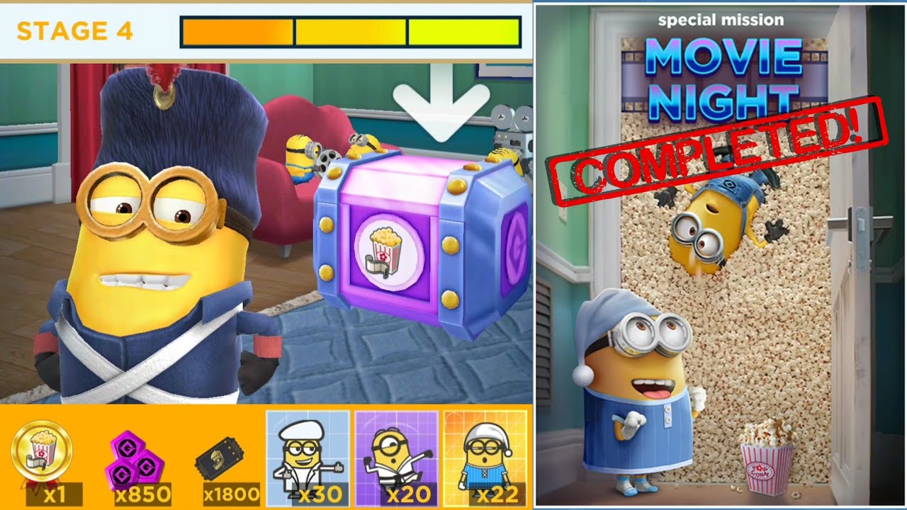 Minion Rush Movie Night Completed Special Mission Rewards Claim in minions game gameplay walkthrough