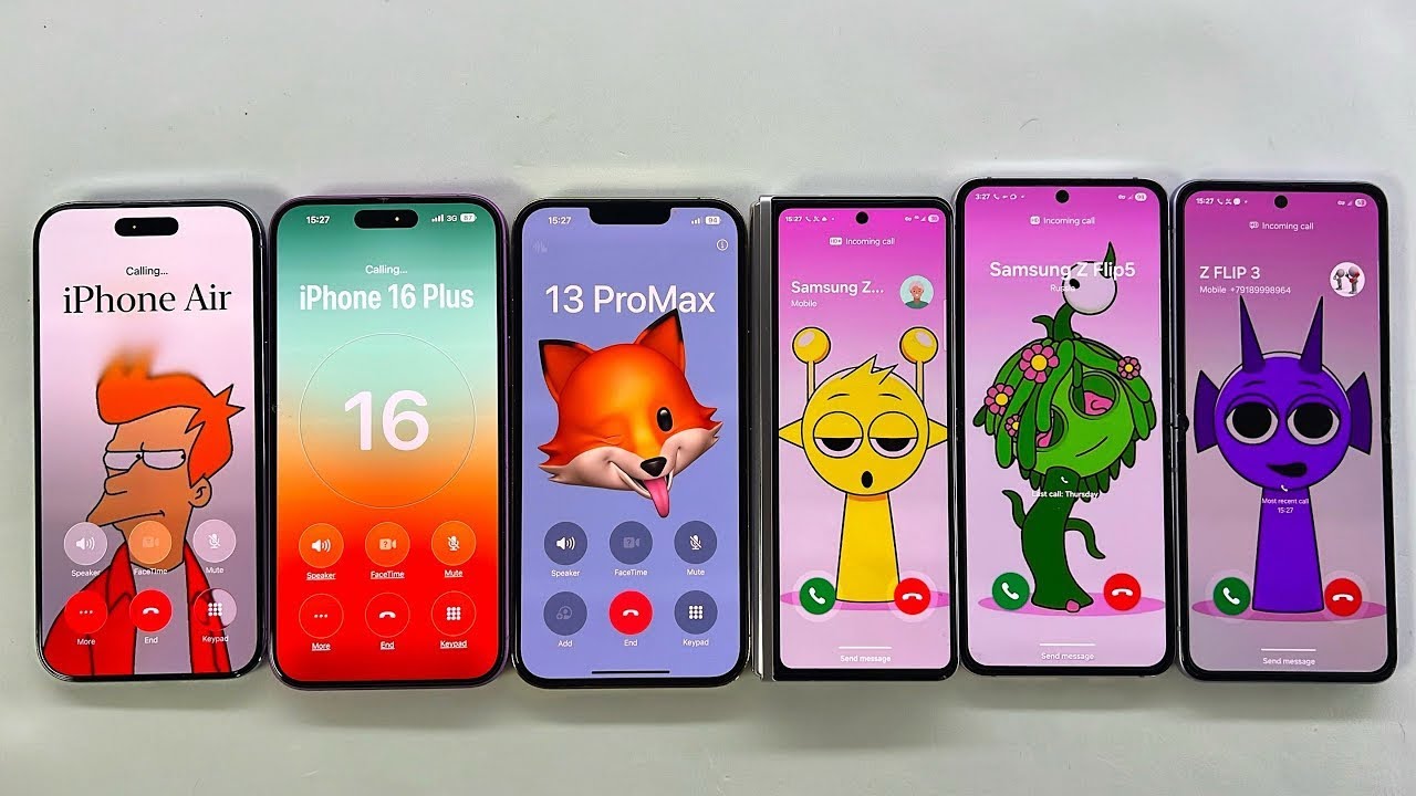 Incoming Samsung Z Fold 3 + Z Flip 3 + Z Flip 5 | Outgoing Call IPhone 17 Air + 16 Plus + 13 ProMax 