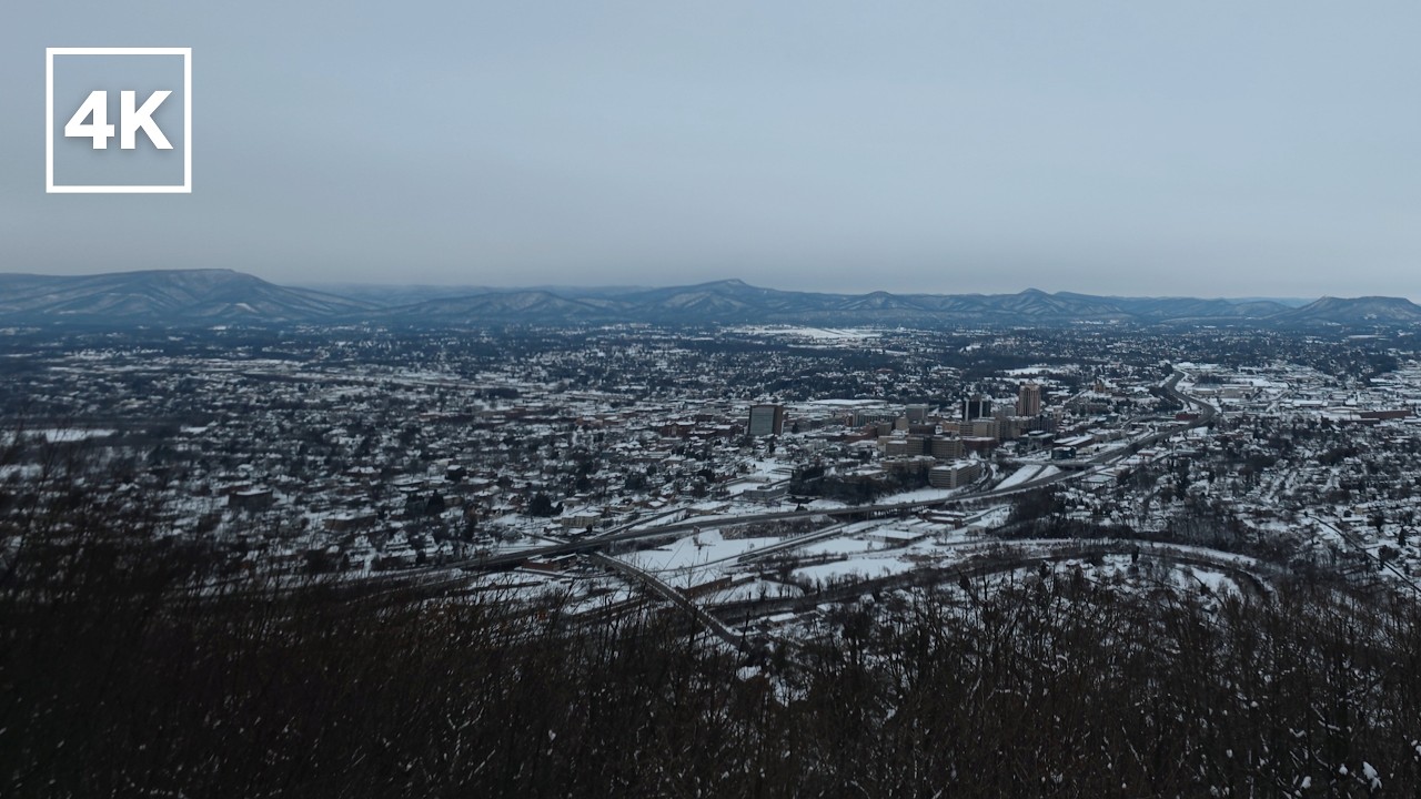Winter Mill Mountain Parkway Scenic Drive | Snowy 4K Drive to the Roanoke Star