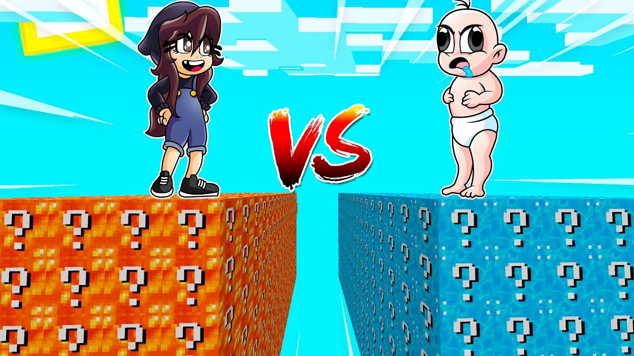 DESAF&Iacute;O DE LUCKY BLOCK DE LAVA vs AGUA 🔥🌊  BEBE NOOB Y BEBE NOOBSI EN MINECRAFT