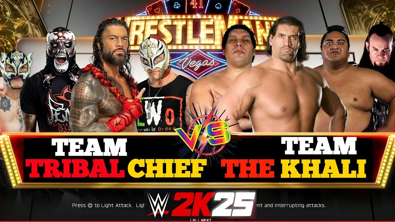 WWE 2K25-TEAM OTC ROMAN REIGNS VS TEAM THE GREAT KHALI MATCH...