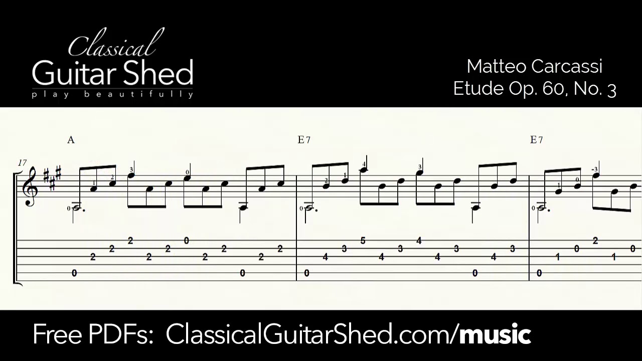 Carcassi: Op.60 No.3 - Free sheet music and TABS for classical guitar