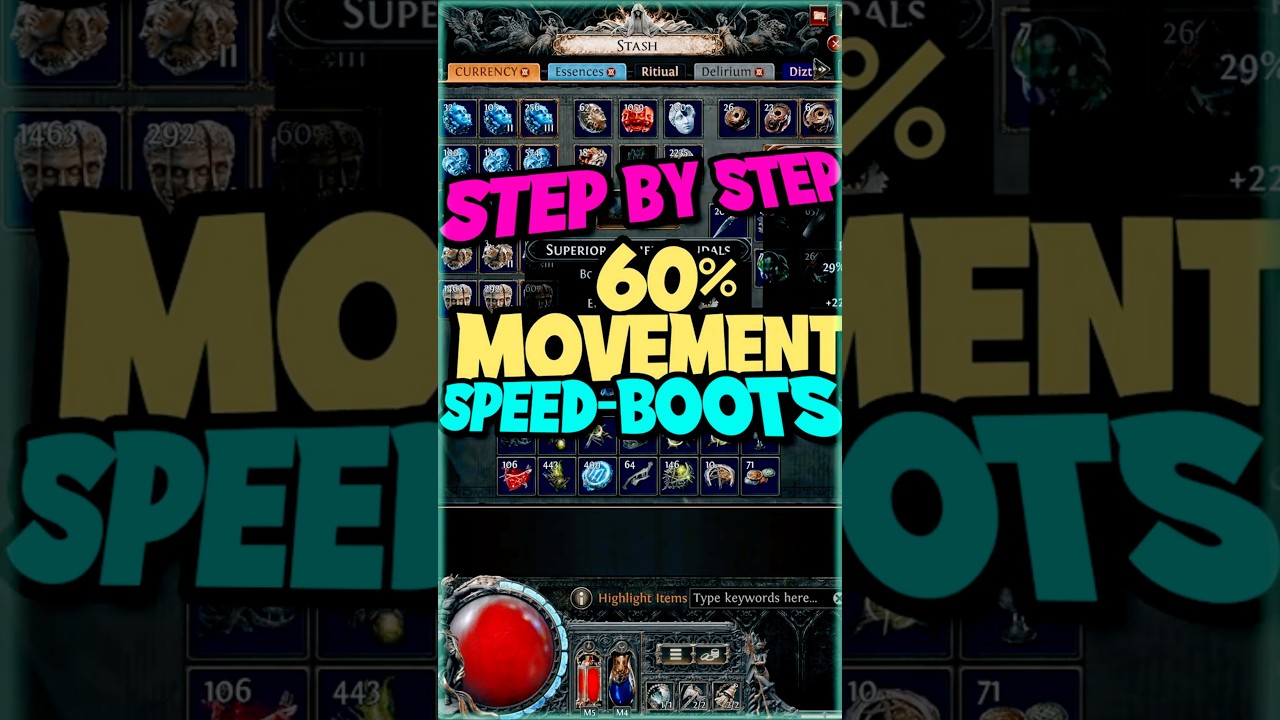 60% Socketed Movement Speed Boots (Step-by-Step) | PoE 2 #pathofexile2 #crafting #shorts
