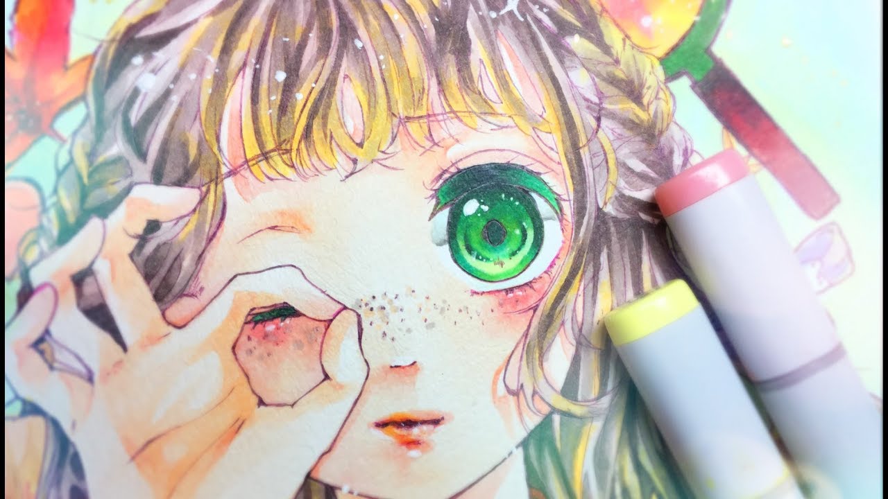 【オリジナル/コピック】そばかす女の子描いてみた【季節外れ🙇】