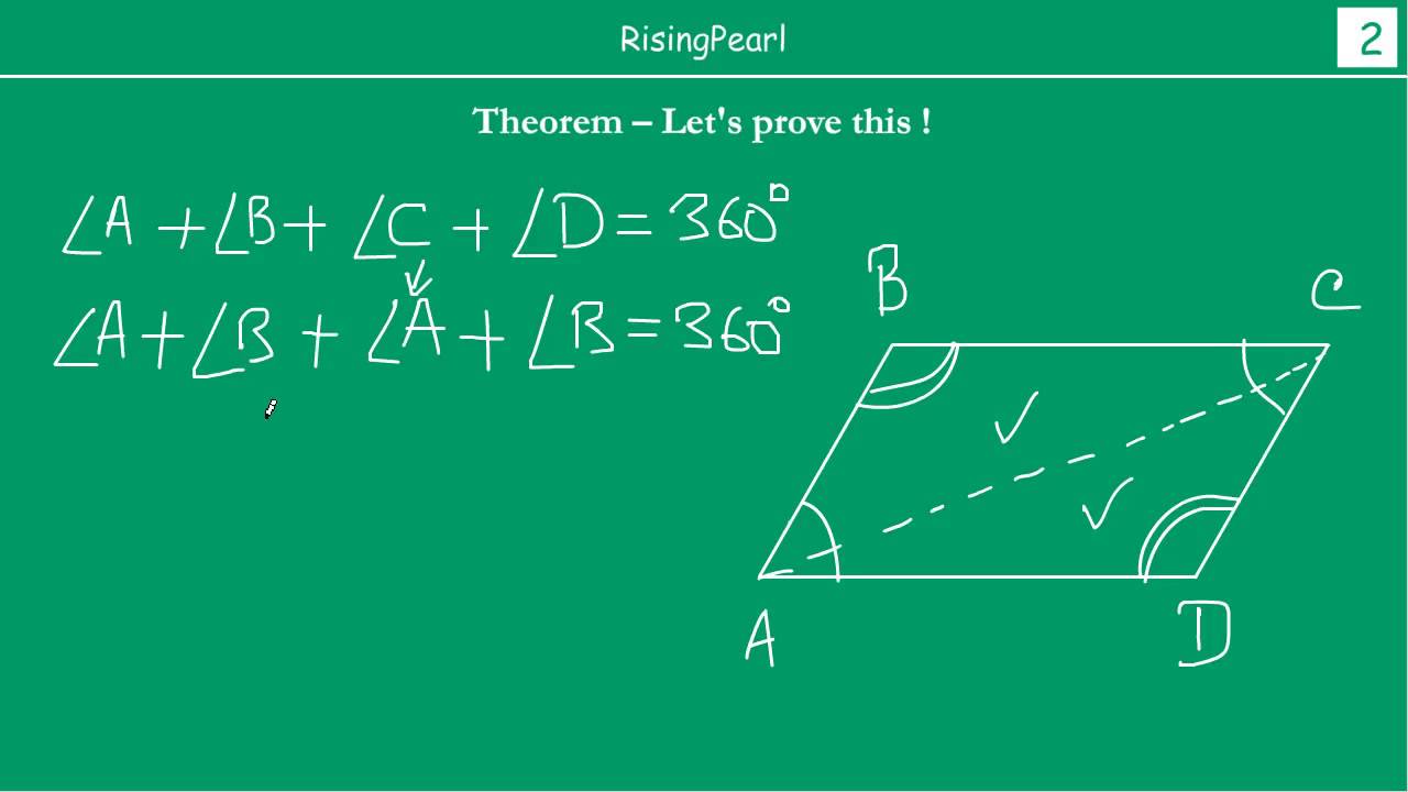 Quadrilateral having both pairs of opposite angles equal means Parallelogram (Theorem and Proof)
