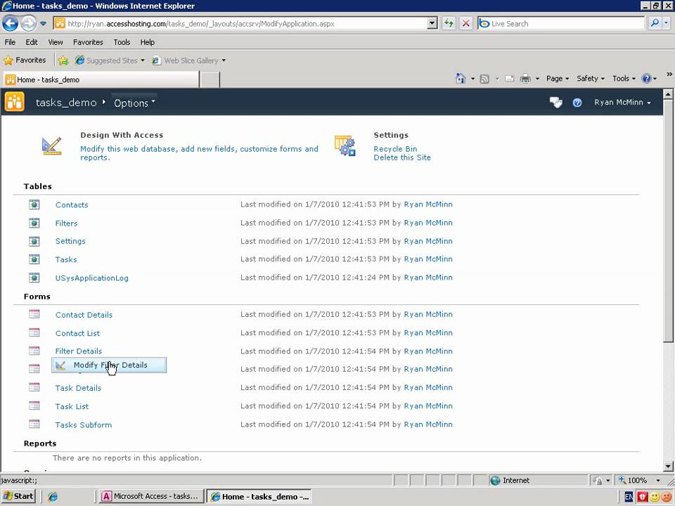 Tutorial: Publish a Access 2007 database to the web