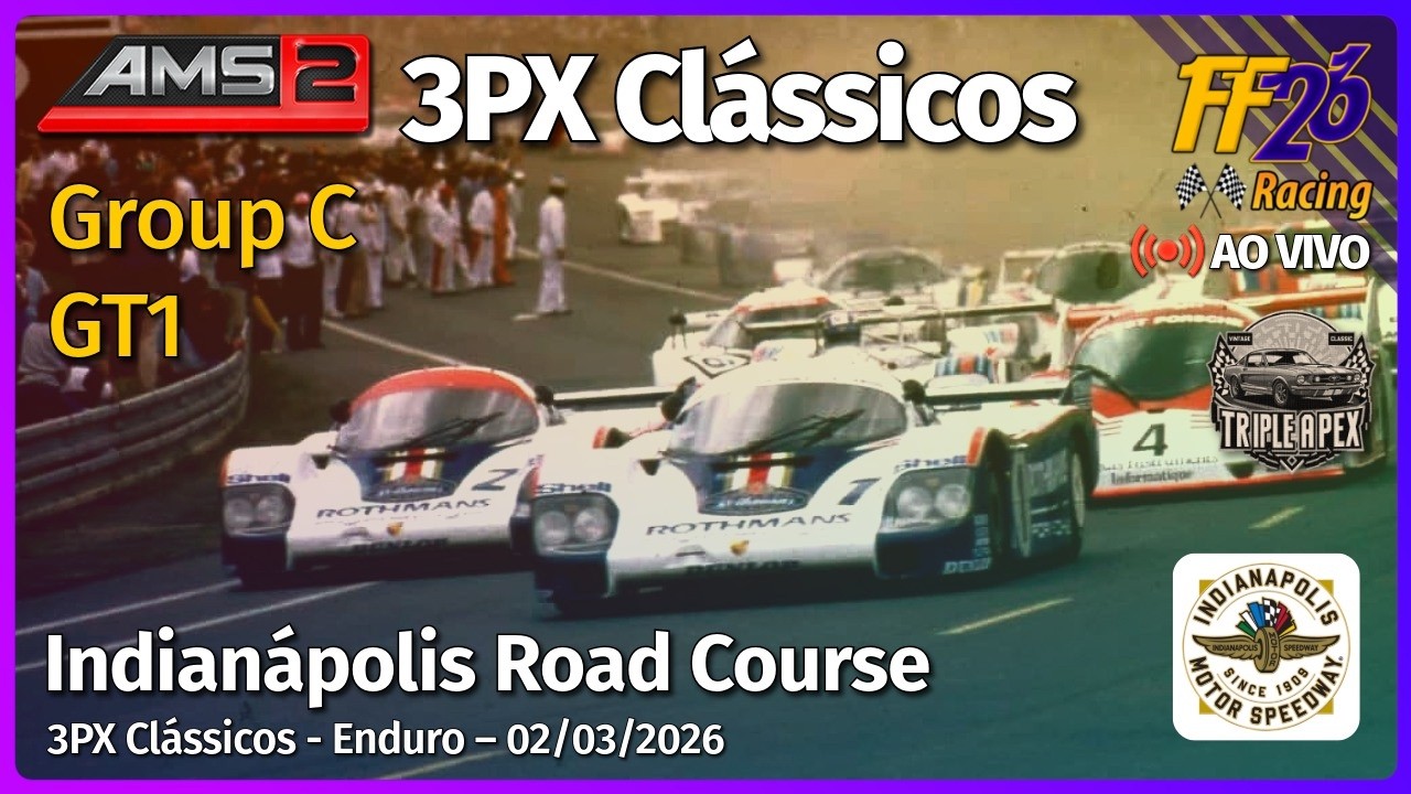 🔴 3PX Clássicos Enduro 🏁 Group C e GT1 em Indianápolis 🇺🇸