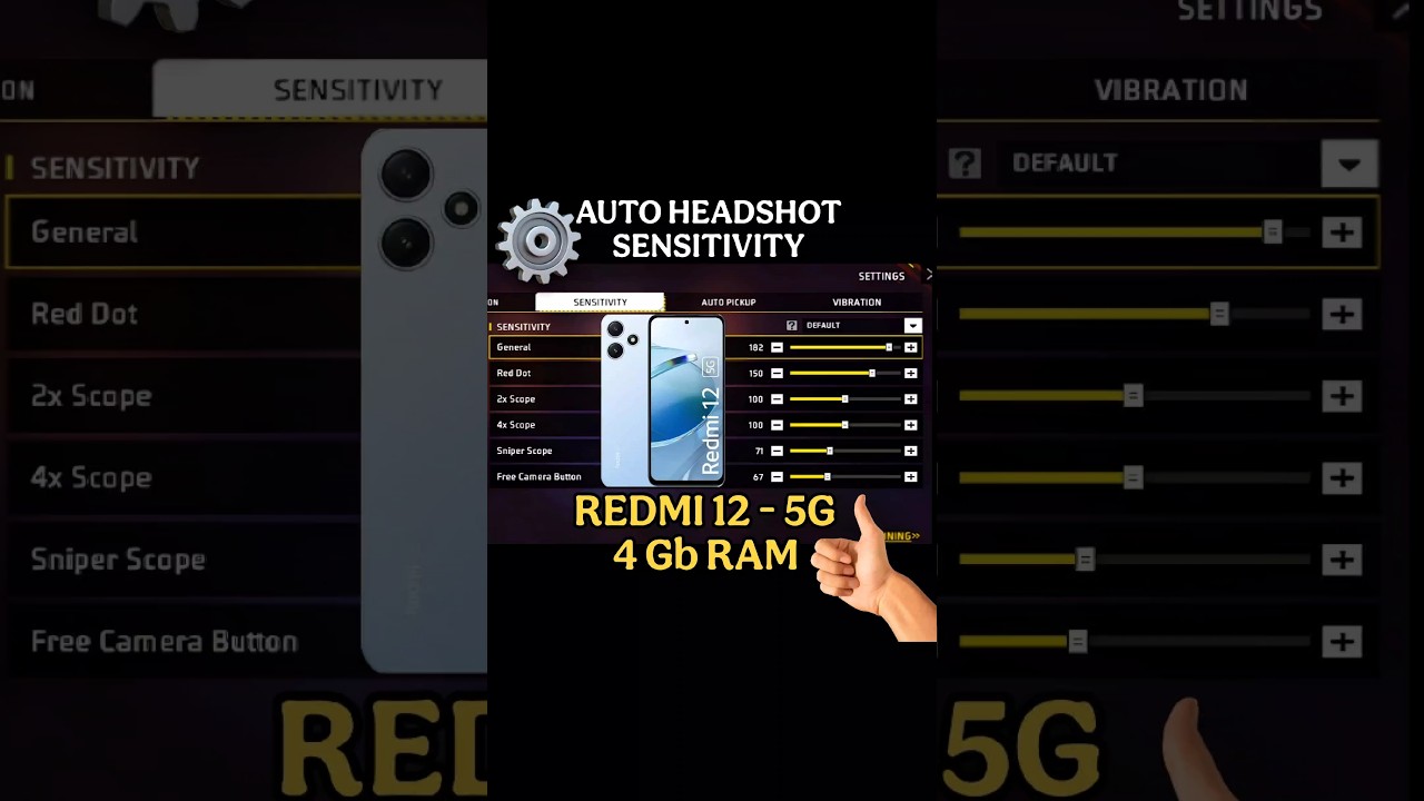 REDMI-12 5G FREE FIRE HEADSHOT SENSITIVITY | #ff #shorts #viralvideo