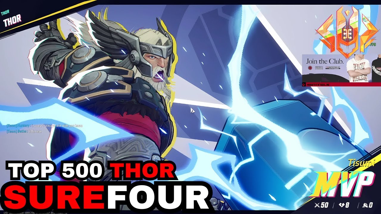 50 ELIMS! MVP! SUREFOUR DOMINATING THOR GAMEPLAY! - MARVEL RIVALS SEASON 1 TOP 500