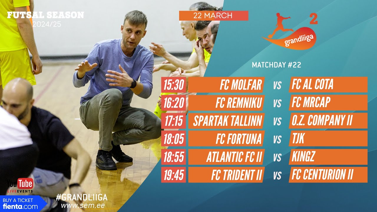 Grandliiga 2 Futsal 2024/25 (22-Mar-25) Live stream