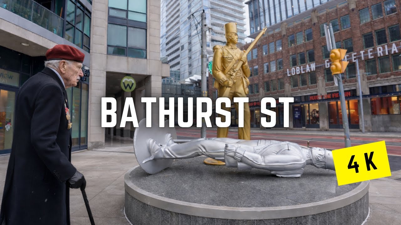 Toronto 🇨🇦 Winter Walk ❄️ | Bathurst St: Queens Quay to Bloor St & Spadina Ave, 4K