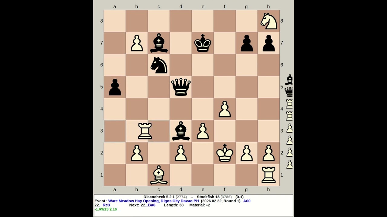 Discocheck 5.2.1 vs Stockfish 18 | Ware Meadow Hay Opening #chess