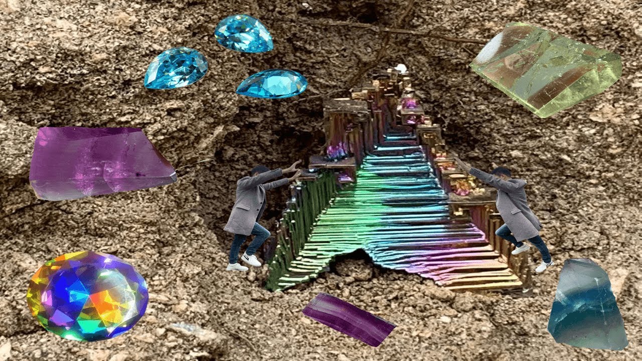 Accidental discovery of natural crystals, metal ores and gemstones on the edge of a cliff