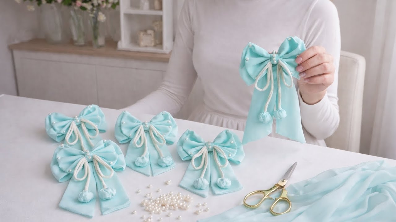 ساختن گیره موی پاپیون از پارچه، برای دختر خوشکلت بساز❤️😍 