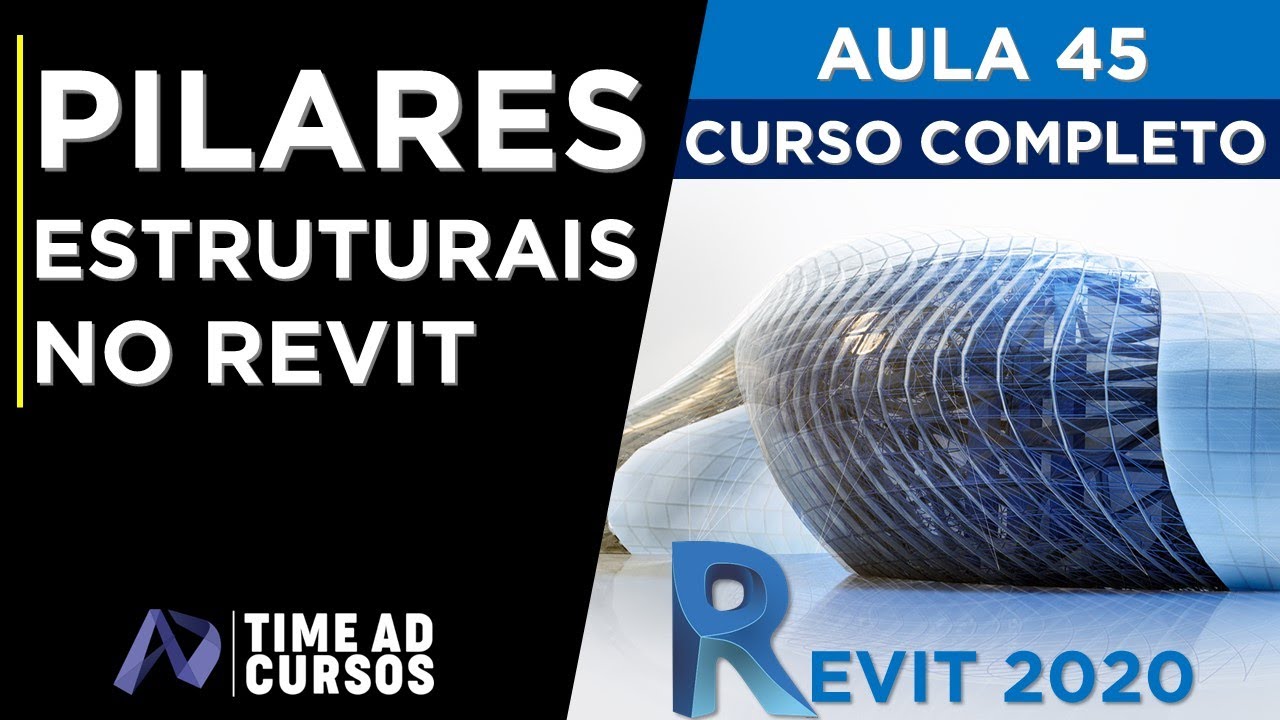 Aula 45 | Como criar pilares estruturais e coluna de arquitetura no revit (coluna com base no eixo)