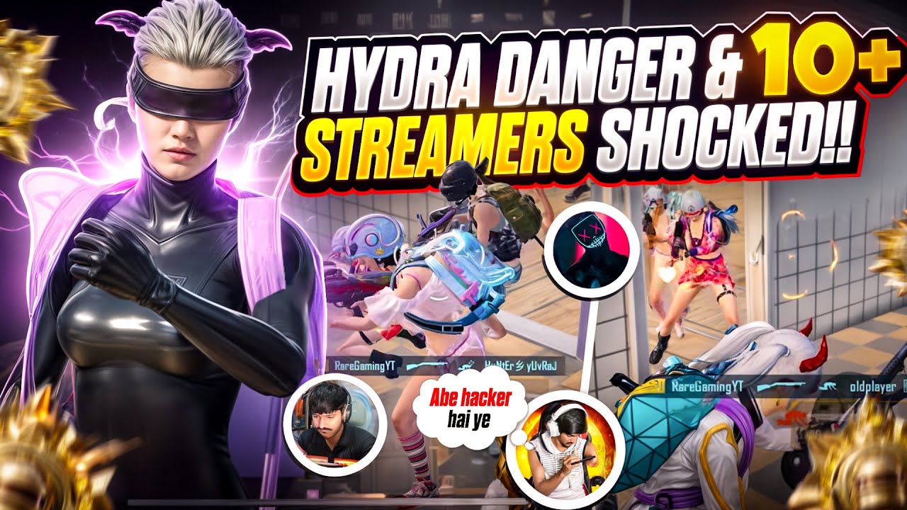 Hydra Danger & 10+ Streamers Got Shocked!🤯💀 | Rare vs 10+ Streamers🔥 | BGMI🔱